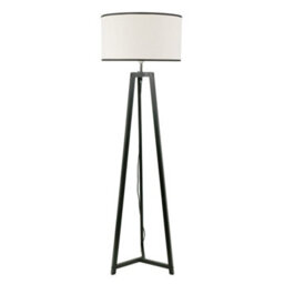 Valuelights Lottie Black Wood Tripod Floor Lamp With Linen Black Trim Drum Shade & Led Bulb - thumbnail 3
