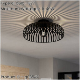 Loops Stylish Modern Black Ceiling Light - 43Cm Semi Flush Fixture For Indoor Spaces - thumbnail 2
