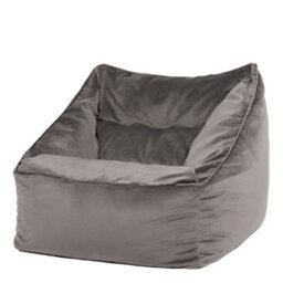 icon Natalia Velvet Adults Bean Bag Armchair, Ready Filled Large Beanbag Grey