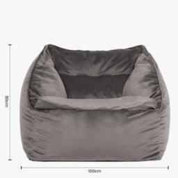 icon Natalia Velvet Adults Bean Bag Armchair, Ready Filled Large Beanbag Grey - thumbnail 8