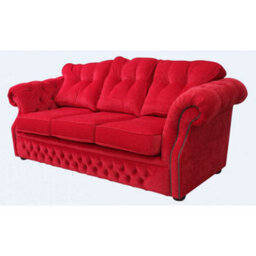Chesterfield 3 Seater Rouge Red Fabric Sofa Settee Bespoke In Era Style - thumbnail 2