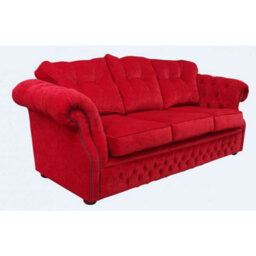 Chesterfield 3 Seater Rouge Red Fabric Sofa Settee Bespoke In Era Style - thumbnail 3