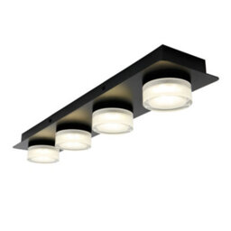 Litecraft Bolton Black 4 Light Led Bathroom Ceiling Spotlight Bar - thumbnail 2