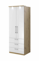 Arte Compact Optima 68 Hinged Wardrobe In Oak Artisan With Gloss Front - Versatile Storage, H2170mm W800mm D630mm - thumbnail 1