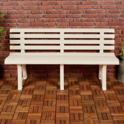 Urbn-Living Urbnliving 3 Seater Classic Garden Plastic Bench Outdoor Patio Deck Picnic Furniture 1.45M(Width), White - thumbnail 4