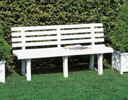 Urbn-Living Urbnliving 3 Seater Classic Garden Plastic Bench Outdoor Patio Deck Picnic Furniture 1.45M(Width), White - thumbnail 5