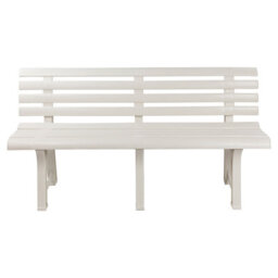 Urbn-Living Urbnliving 3 Seater Classic Garden Plastic Bench Outdoor Patio Deck Picnic Furniture 1.45M(Width), White