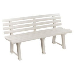 Urbn-Living Urbnliving 3 Seater Classic Garden Plastic Bench Outdoor Patio Deck Picnic Furniture 1.45M(Width), White - thumbnail 2