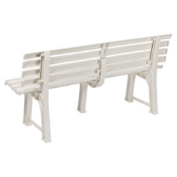 Urbn-Living Urbnliving 3 Seater Classic Garden Plastic Bench Outdoor Patio Deck Picnic Furniture 1.45M(Width), White - thumbnail 3