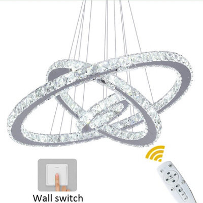 Chandelier Led Pendant Lights Silver Remote Control(60+40+20Cm) - image 1