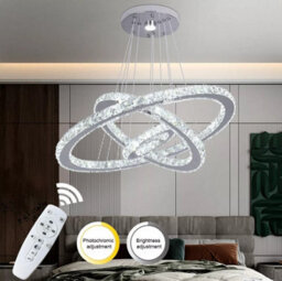 Chandelier Led Pendant Lights Silver Remote Control(60+40+20Cm) - thumbnail 3