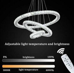 Chandelier Led Pendant Lights Silver Remote Control(60+40+20Cm) - thumbnail 2