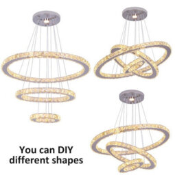 Chandelier Led Pendant Lights Silver Remote Control(60+40+20Cm) - thumbnail 5