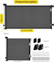 "140Cm Wide Retractable Baby Gate For Stairs Doorways Extendable 55"" Wide Mesh Safety Gate, One-Handed Child & Pet Safety Barrier" - thumbnail 5