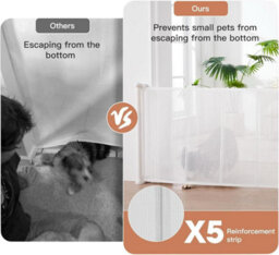 "140Cm Wide Retractable Baby Gate For Stairs Doorways Extendable 55"" Wide Mesh Safety Gate, One-Handed Child & Pet Safety Barrier" - thumbnail 4