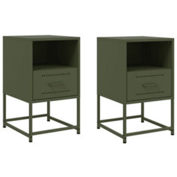 Berkfield Bedside Cabinets 2 Pcs Olive Green 36X39X60.5 Cm Steel - thumbnail 2