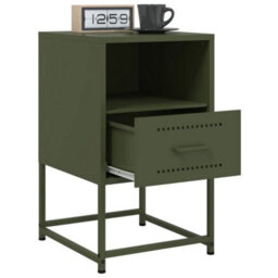 Berkfield Bedside Cabinets 2 Pcs Olive Green 36X39X60.5 Cm Steel - thumbnail 4