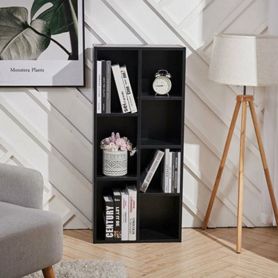 Black 7 Cube Storage Unit Book Shelf Organizer Modular Open Cabinet Wooden Bookcase - image 1