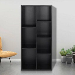 Black 7 Cube Storage Unit Book Shelf Organizer Modular Open Cabinet Wooden Bookcase - thumbnail 5