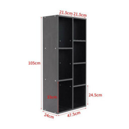 Black 7 Cube Storage Unit Book Shelf Organizer Modular Open Cabinet Wooden Bookcase - thumbnail 2