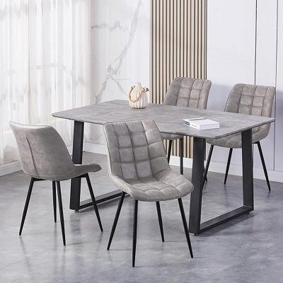 MCC Direct Set Of 2 Light Grey Suede Effect Dining Chairs Plush Padded Upholstered Accent Chair - Alba By Mcc - image 1