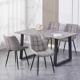 MCC Direct Set Of 2 Light Grey Suede Effect Dining Chairs Plush Padded Upholstered Accent Chair - Alba By Mcc - thumbnail 1