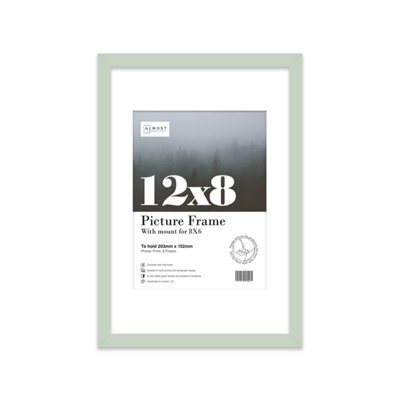 "12X8"" Mint Green Frame With Mount For 8X6"" Pictures 20mm Slim Edge Portrait And Landscape Display With Wall Hooks And Kickstand" - image 1