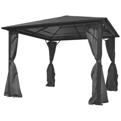 Walplus Gazebo With Curtain Anthracite Aluminium 300X300 Cm - image 1