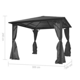 Walplus Gazebo With Curtain Anthracite Aluminium 300X300 Cm - thumbnail 5