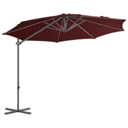 Berkfield Cantilever Umbrella With Steel Pole Bordeaux Red 300 Cm - thumbnail 2