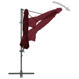 Berkfield Cantilever Umbrella With Steel Pole Bordeaux Red 300 Cm - thumbnail 5
