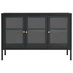 Berkfield Classic Sideboard Anthracite 105X35X70 Cm Steel And Glass - thumbnail 3