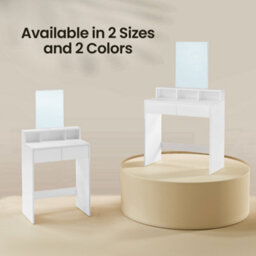 Ledrem Dressing Table With Mirror And 2 Drawers, Bedroom Makeup Desk With Storage, 60 X 40 X 127 Cm, White - thumbnail 6