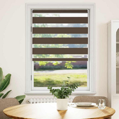 Walplus Coffee Zebra Blind 80 X 175 Cm - Light Filtering Roller Blind With Hardware - image 1