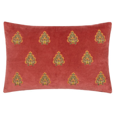 Paoletti Rennes Embroidered Cotton Velvet Feather Filled Cushion - image 1