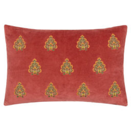 Paoletti Rennes Embroidered Cotton Velvet Feather Filled Cushion - thumbnail 1