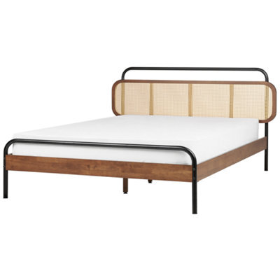 Beliani Bed Rattan Boussicourt 180 X 200 Cm (Eu Super King) Dark Brown - image 1