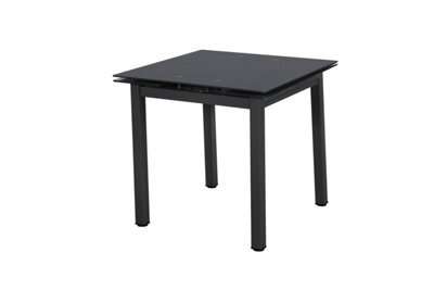 Modernique Black Tempered Glass Extending Dining Table Extends 80 To 130 Cm - image 1