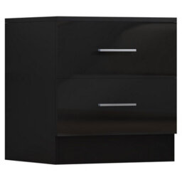Reflect 2 Door Plain Wardrobe, 5 Drawer Chest, 2 Drawer Bedside & Desk - Black Gloss & Black Oak - Modern Bedroom Furniture Set - thumbnail 7