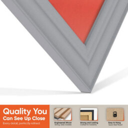 "AK Frames 25X17"" Silver Classic Vinyl Record Frame With Poppy Red Mount For 12 Inch Lp Cover & Disc - Overlapped Design" - thumbnail 3