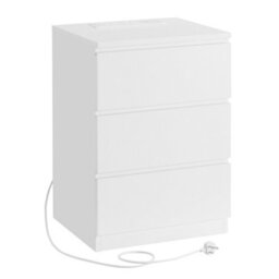 LEDREM Nightstand With Charging Station, Bedside Table, Side End Table With 3 Drawers, 2 Ac Outlets, 2 Usb Ports, For Bedroom, White - thumbnail 3
