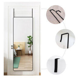 Living And Home Rectangle Full Length Mirror Wall Mounted Or Over The Door Floor Mirror Framed Mirror,black, 37 X 147 Cm - thumbnail 3