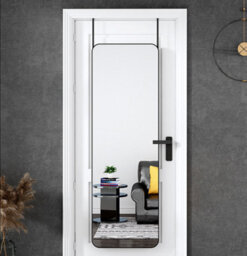 Living And Home Rectangle Full Length Mirror Wall Mounted Or Over The Door Floor Mirror Framed Mirror,black, 37 X 147 Cm