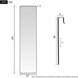 Living And Home Rectangle Full Length Mirror Wall Mounted Or Over The Door Floor Mirror Framed Mirror,black, 37 X 147 Cm - thumbnail 6