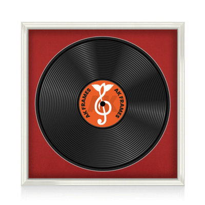 "16X16"" White Swept Vinyl Record Frame With Crimson Mount For 12 Inch Lp Disc - Ak Frames" - image 1