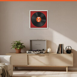 "16X16"" White Swept Vinyl Record Frame With Crimson Mount For 12 Inch Lp Disc - Ak Frames" - thumbnail 8