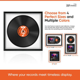 "16X16"" White Swept Vinyl Record Frame With Crimson Mount For 12 Inch Lp Disc - Ak Frames" - thumbnail 4