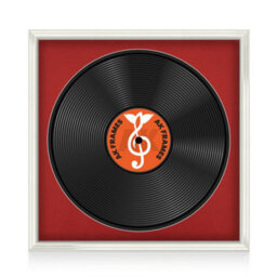 "16X16"" White Swept Vinyl Record Frame With Crimson Mount For 12 Inch Lp Disc - Ak Frames" - thumbnail 1