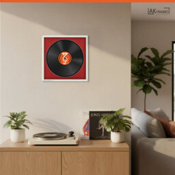 "16X16"" White Swept Vinyl Record Frame With Crimson Mount For 12 Inch Lp Disc - Ak Frames" - thumbnail 5