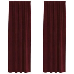 Berkfield Blackout Curtains With Top Tape 2 Pcs Wine Red Velvet - thumbnail 2